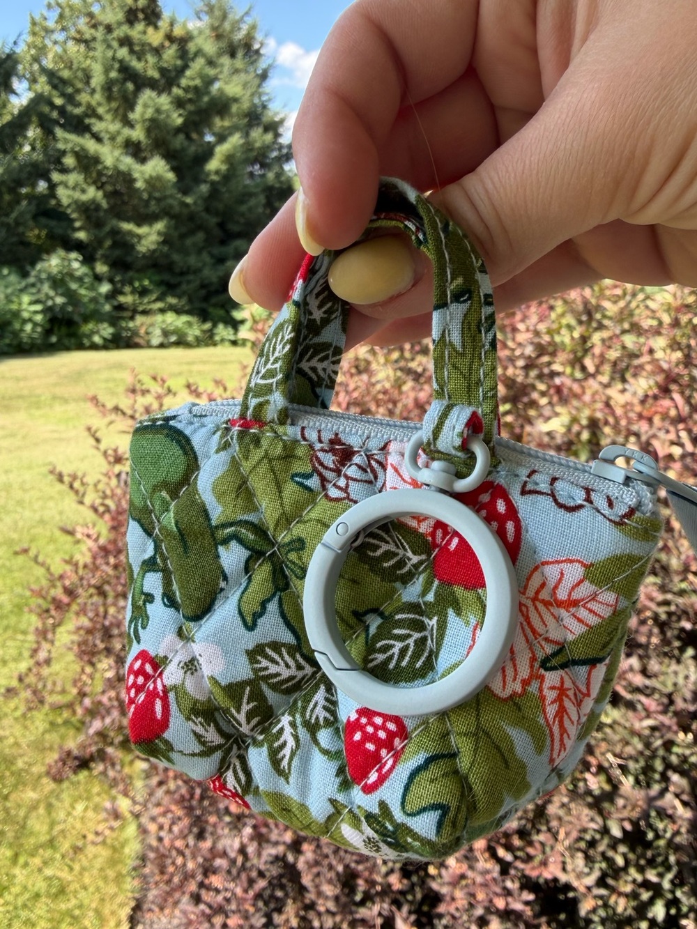 Vera Bradley frog berry mini tote keychain charm bag NWOT